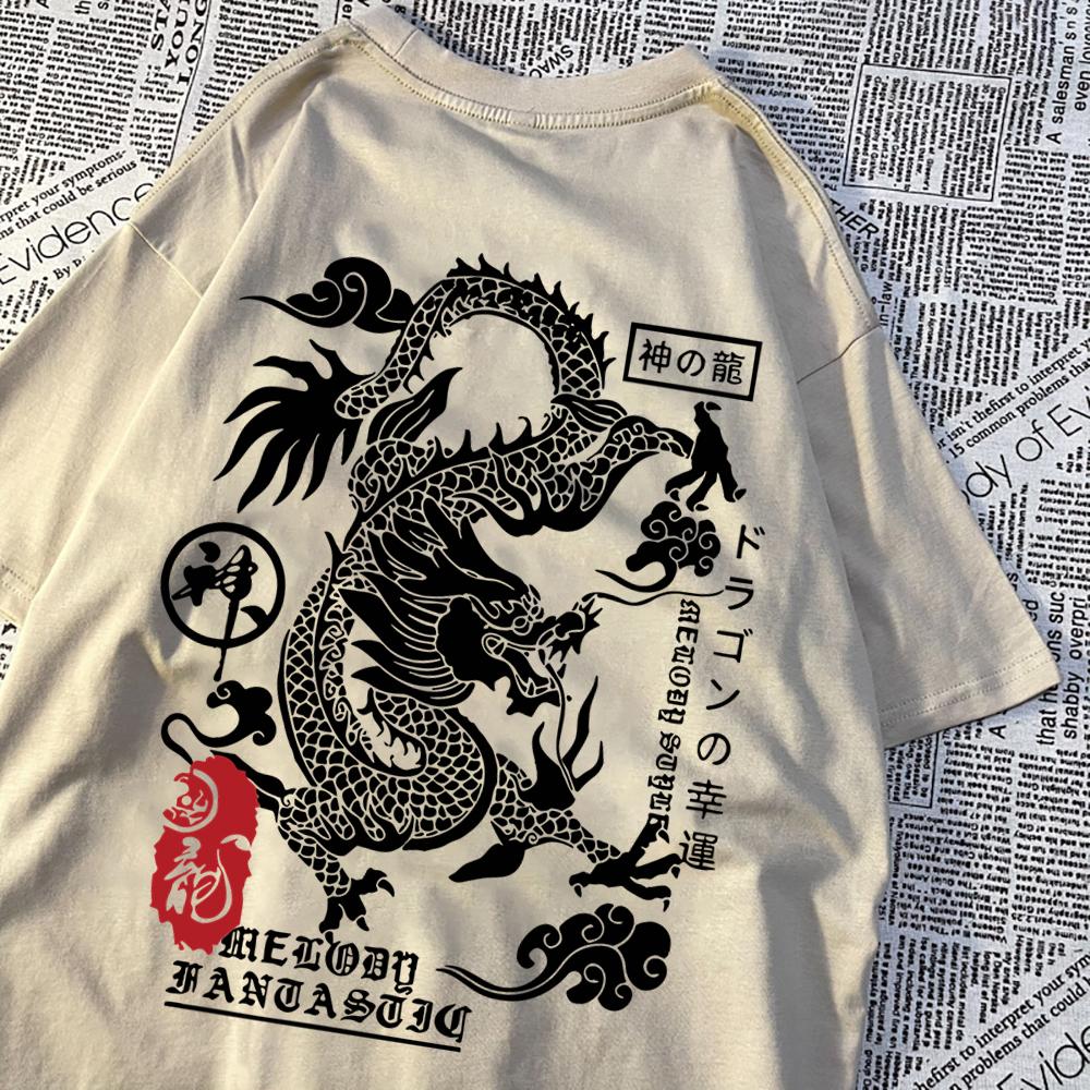The Harajuku Dragon Funny Pattern T Shirts Men Hip Hop Tee Clothes Cotton Couple Summer Shirt Summer Cotton Loose T Shirts Women