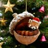 Yousheng 2D Forest Animal Acorn Ornaments Cozy Forest Animal In Snow Frosted Pine Cone Ornaments Woodland Creature Acrylic Hanging Ornament for Lover