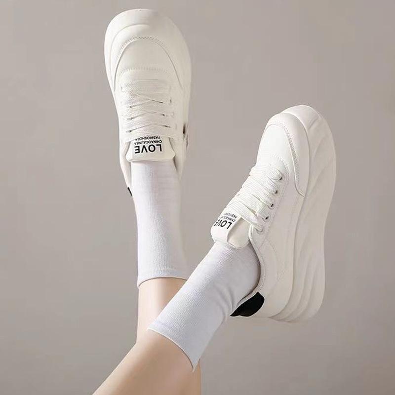 Women's Shoes Autumn New Platform White Shoes High-Grade Increased Lightweight Casual Sports Skate Shoes