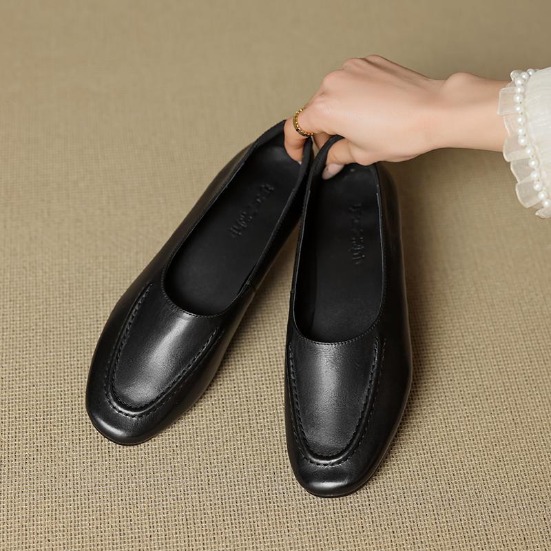 Fashion 2025 New Arrival Women Flats Heels Shoes Genuine Leather Soft Comfort Casual Shoes Woman Basic Spring Summer Flats Shoes