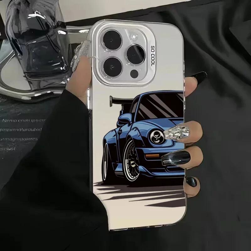 Fashionable Car Anti-fall Print Phone Case for Mi 14T 14 13 12 12T 11 Lite Poco X6 F6 F5 X5 M3 Pro 4G 5G Silver IMD Cover