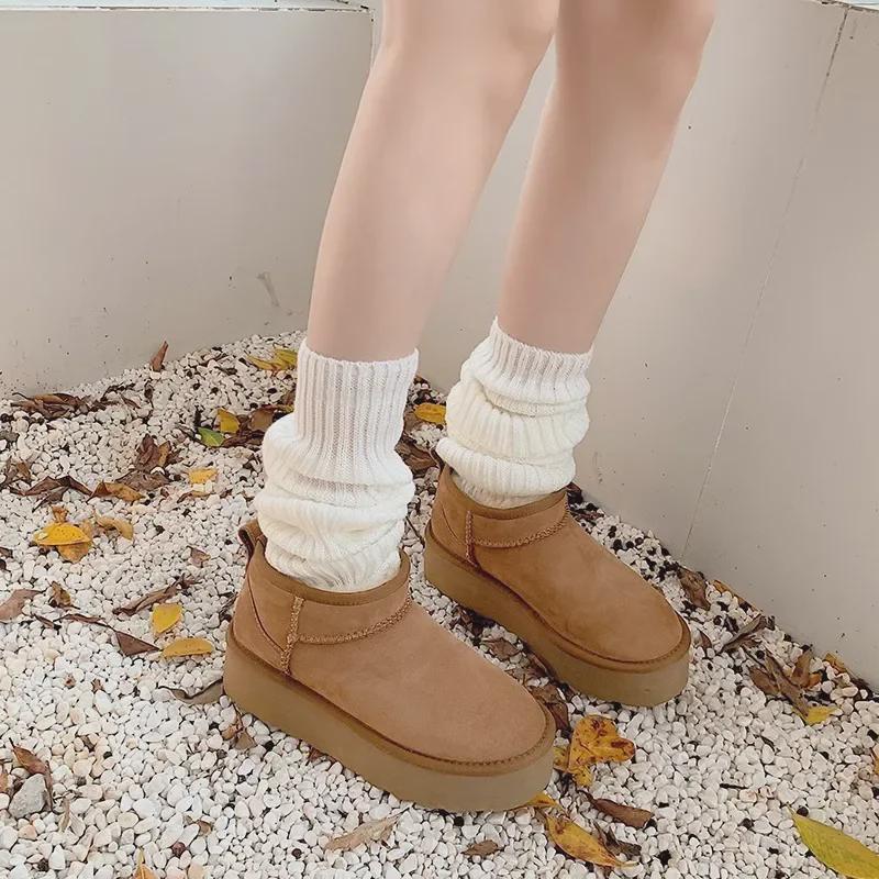 Zhou Dongyu's 2024 Autumn/Winter Women's Fur & Velvet Warm Short Snow Boots with Thick Soles