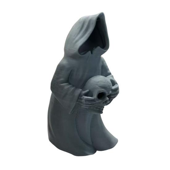 Ghost Skull with LED Tea Lights Halloween 3D Printed Skeleton Ghost Lamp Battery Operated Flickering Flameless Night Light for Home Table Decor