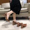Fashion Autumn Sexy Leopard Women High Heels Elegant Office Pumps Woman Pointed Toe Thick Heel Singles Shoes Plus Size 42