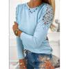 FASHION Women Fashion Pure Color Slim Lace Hollow Long Sleeve T-Shirt Soft and Comfortable Thin Loose Casual Tops