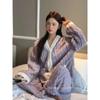 2PCS/Set Women Thickened Warm Fall Winter Pajamas Long-Sleeved Solid Flannel Striped Homewear Nursing Loungewear Ladies Clothes