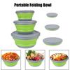 Silicone Folding Bowls with Lid Portable Picnic Camping Bowl Set Kitchen Tableware Kit 3 Pieces Bowl Sets Foldable Fruit Salad Bowl Foldable Lunch Box
