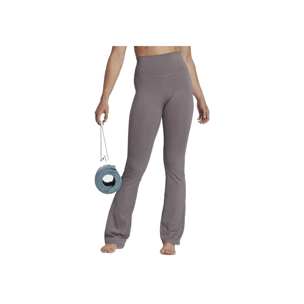 Adidas Solid Color High Waist Slim Fit Flared Fitness Pants Women Pants Gray HK6547