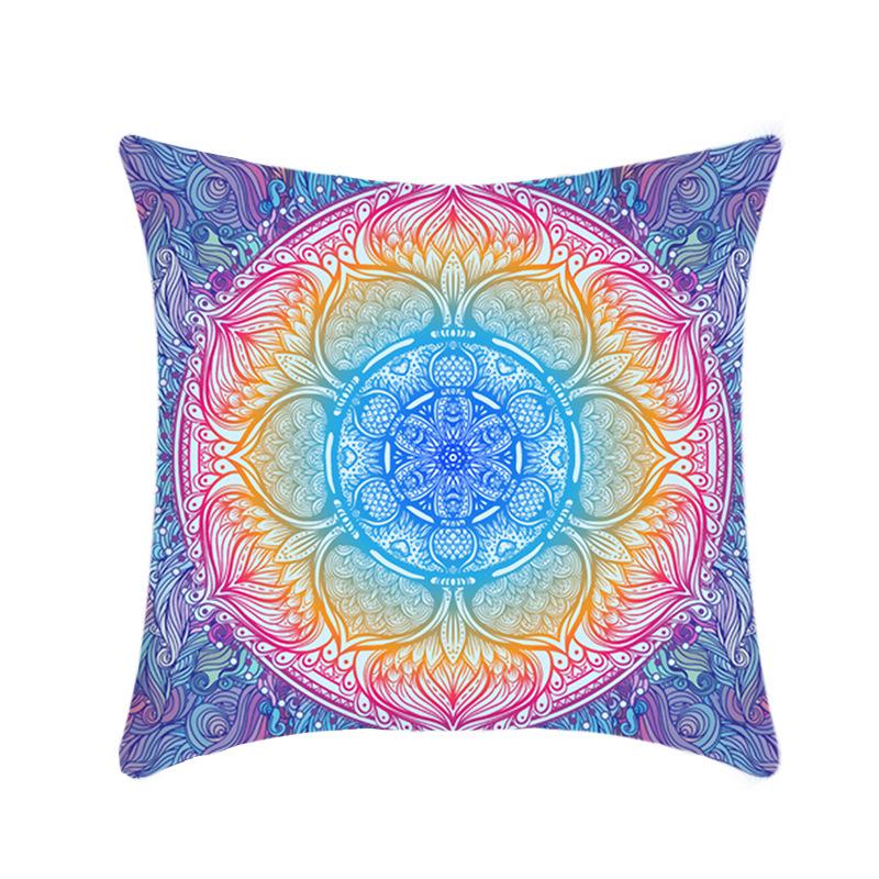 Creative Bohemian Style Mandala Sofa Pillow Cover Tatami Bay Window Pillow Cover Short Plush Printed Cushion