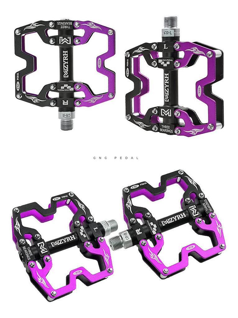 Aluminum Pedals and Right with 3 Bearings and Chromoly Pedal Axles for Road Mountain Cross City Folding and Mini Velos (Left Set) Built-in Bikes,
