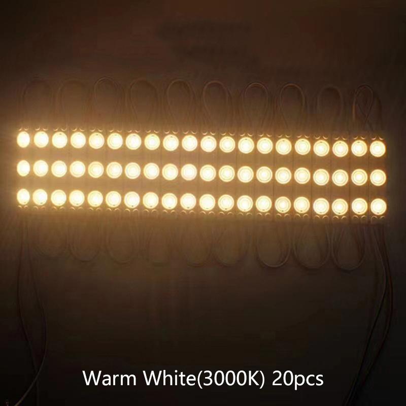 20Pcs Dc12V Smd 3 Led Module Injection Waterproof Ip67 Decorative 2835 Hard Strip Bar Light Lamp White Red Green Blue