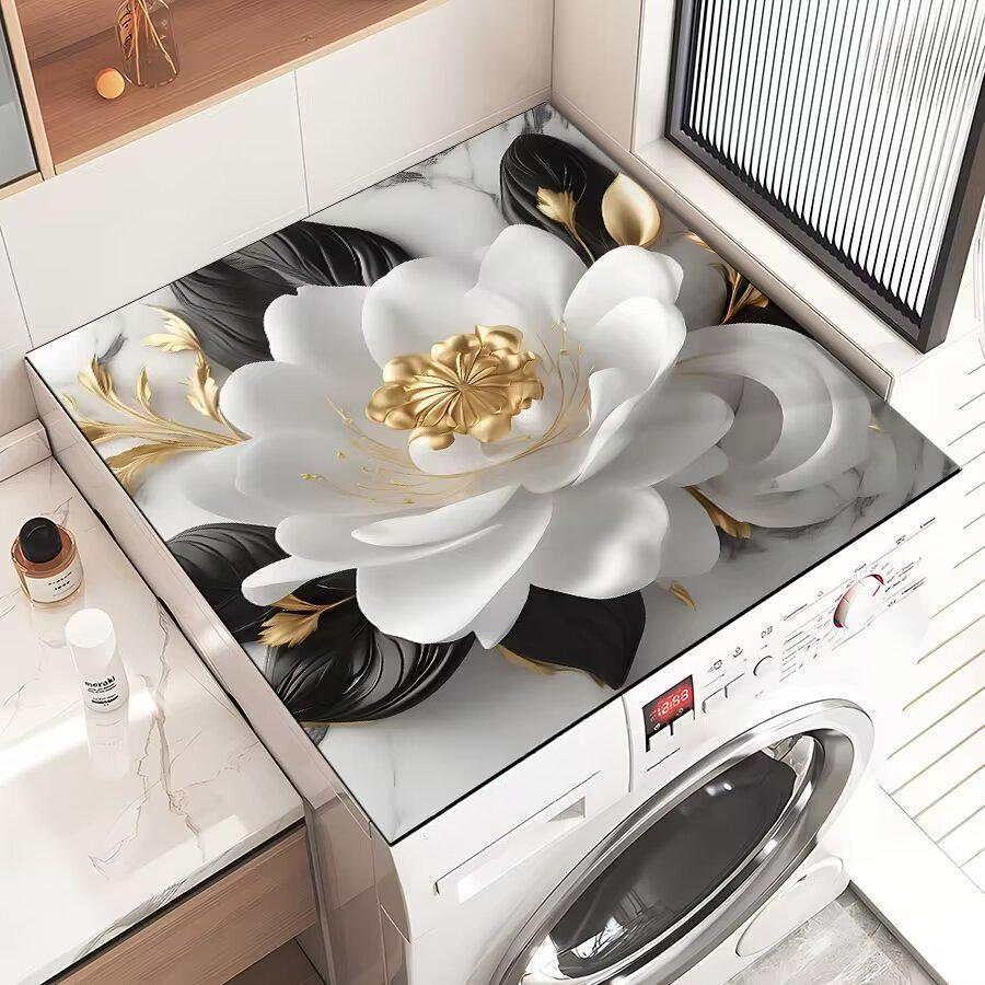 Elegant Floral Dustproof & Quick-Drying Refrigerator and Washing Machine Cover Pad