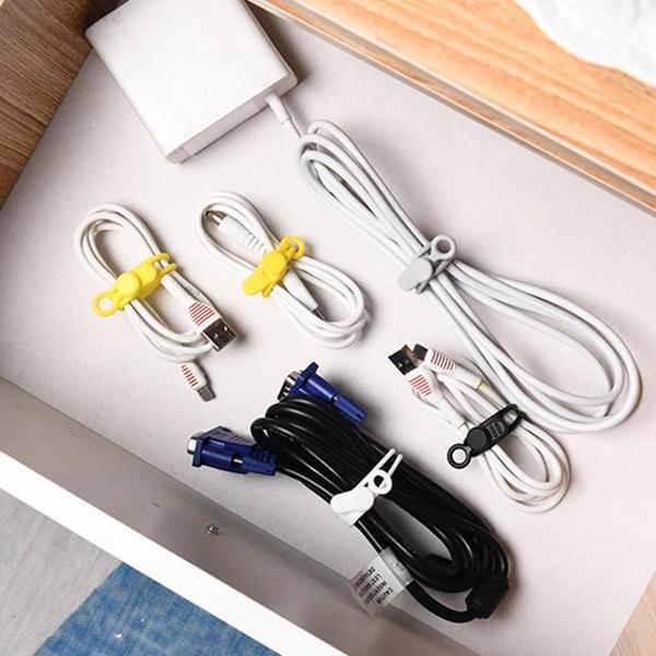 10/20/30PCS Cable Storage Mobile Phone Cable Winder Earphone Clip Charger Cord Organizer Management Multifunctional Silicone Wire Cord Fixer Holder