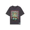Li Ning X Rooovie Artist Collaboration Casual Checkered Letter Round Neck Short Sleeve T-Shirt Unisex Tops Gray AHSSB15-3