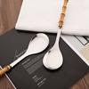 2Pcs Serving Utensils Cutlery 304 Stainless Steel Big Fork and Spoon with Natural Bamboo Handle Food Serving Salad Spork Server Spoon Tableware Set