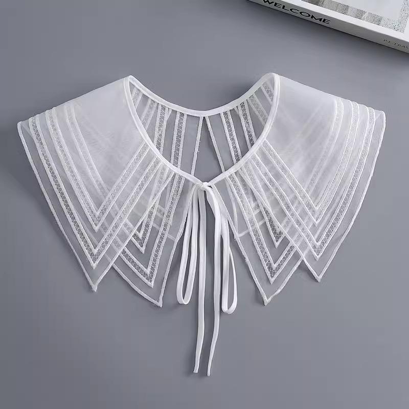 Белая шаль с кружевной отделкой и воротником Питер Пэн - Женский милый модный аксессуар