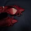 French Pointed Head, Light Mouth, Thin Heel, Bow, Empty Sandals for Women, New Red High Heels for Women In Autumn and Winter 2025