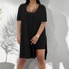 Women Plus Size 2 Piece Outfits Side Split Short Sleeve Tunic Tops And Skinny Biker Shorts Sets Summer Lounge Tracksuit