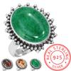 925 Sterling Silver Ring Women Gemstone Handmade Jewelry Wedding Gift Dragon Blood Jasper Garnet In Limestone Kiwi Quartz Fashion