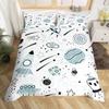 Kids Rocket Duvet Cover Twin Boys Space Planet Theme Bedding Set 3pcs Set Watercolor Spaceship Stars Universe Comforter Cover