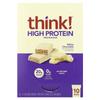 Think!, High Protein Bar, White Chocolate, 10 Bars, 60 G (2.1 Oz) Each