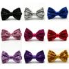 Unisex Solid Color Sequin Glitter Bow Tie Adjustable Wedding Bowtie Necktie