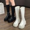 Fashion Knee Length Long Boots for Women Elastic Slim Boots 2024 Autumn New Height Increasing Thick Soled Fashionable High Top Boots