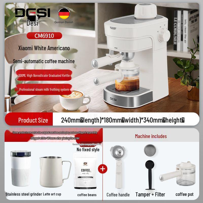 Compact American Semi-Automatic Espresso Machine with Steam Milk Frother for Dorms