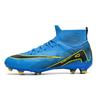 Brand Fashion Blue Football Training Shoes Men Women Long Spikes Professional Soccer Cleats Men Breathable Socks Futsal Boots