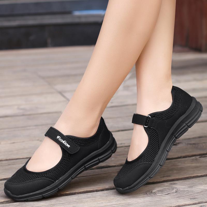 Autumn New Trendy and Fashionable Mother Casual Shoes Large Size Breathable Lightweight Solid Color Mesh Shoes for Women