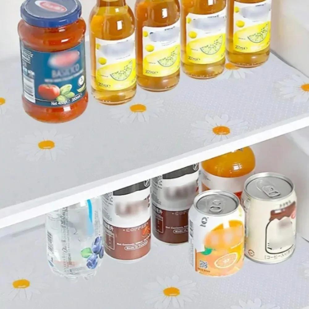 1 Roll EVA Waterproof Fridge Pad Cupboard Mat Daisy Shelf Liner For Kitchen Cabinets Easy Placemats Non-Adhesive Drawer Liner