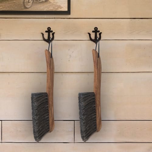 AMERWASH PLUS Counter Brush, Furniture, Drafting, Patio, Bed, Fireplace, Woodworking Cleaning, Horsehair Duster, Wooden Handle Shop Brush, Hand Broom