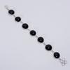 Marvellous Top Grade Qualite 100% Natural Black Onyx Round Shape Ethnic Style Handmade Jewelry 925 Steling Silver Bracelet 7-8" WSJ-5210