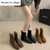 Vintage Square Toe Women Ankle Boots Fashion Elegant Soft Leather Shoes Autumn Thick Heel Laides Modern Short Booties
