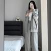 Gray Casual Sportswear Set: Women's Plus Size Autumn/Winter Korean-Style Sweatshirt & Sweatpants, 2-Piece