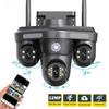 6K 12MP WiFi IP Camera Outdoor Triple Lens Three Screen 10X Zoom Panoramic View PTZ Security Cam Motion Detection 8MP Video Surveillance