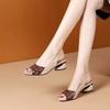Women's 2024 Summer Leather Sandals: Medium/Thick Heel, Open Toe, Large Sizes, Ideal for Outdoor Wear.