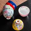 Ceramic Teacup Set Chinese Kung Fu Tea Accessories Colorful Flower Pattern Tea Cups Enamel Tea Cups Personal Tea Cups