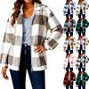 Fashionable Women's Plaid Casual Jacket Zipper Plush Coat