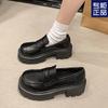 Loafers Women's Spring and Autumn 2025 New Black Small Leather Shoes Thick Heel Retro British Style Black Platform Shoes
