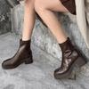 Square Heel Ankle Modern Boots Zip Mid Heel Ladies Shoes On Sale 2024 New Round Toe Solid Spring/autumn Concise Women's Boots