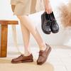 Round Toe Flat Shoes Solid Color Anti Slip Soft Sole Genuine Leather Casual Women's Shoes