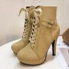 Thin Heels Ankle Modern Boots Spring/autumn Lace-up Women's Shoes On Sale 2024 Brand High Heel Round Toe Novelty Women's Boots