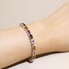 Real Colorful Gemstone Bracelet Natural Brazil Tourmaline Oval 4*6mm Fine Jewelry 925 Sterling Silver for Women Gift