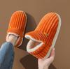 Winter Couple Style Concise Stripes Wrap Heels Plush Slippers Ladies' Non-slip Soft Warm Flip Flops Men Home Casual Cotton Shoes