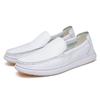 White Shoes Mens Flat Bottomed Loafers Boat Shoes Soft Soled Driving Non Slip Casual Genuine Leather New One Step Casual
