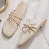 Bow Spring and Summer New Gentle Temperament Bag Head Half Slippers Wear Flat Lazy Half Tray Single Shoes
