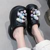 Fashion Colorful Bowknot Chunky Platform Garden Shoes Women Hollow Out Thick Bottom Clogs Sandals Woman Non Slip Summer Beach Slippers