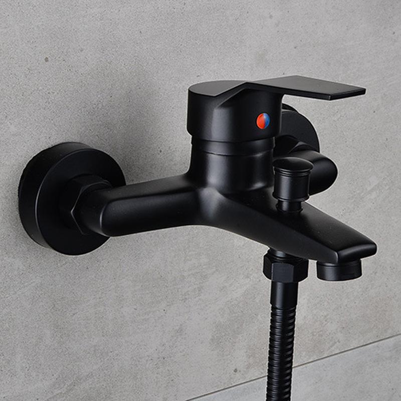 . Black Finish New Wall Mounted Shower Faucet Bathroom Bathtub Handheld Shower Tap Mixer Faucet YT-5339-H