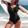 Ruffle One Piece Swimsuits for Women V Neck Hollow Out  Monokini Bathing Suits Beach Surf Wear